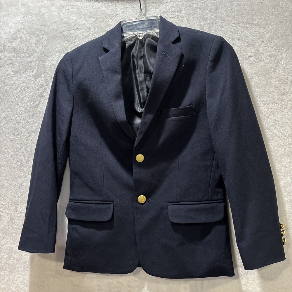 Chaps Navy Blue Blazer Jacket Gold Buttons Boys 10 Reg 10R School Uniform Formal